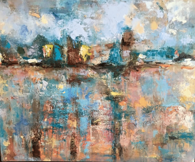Seaside <br /> 24" x 30"  <br /> Mixed Media on Canvas, Gallery Wrapped <br /> $2,900 <br /> <a href="/contact-purchase/?paintid=Seaside">Purchase</a>