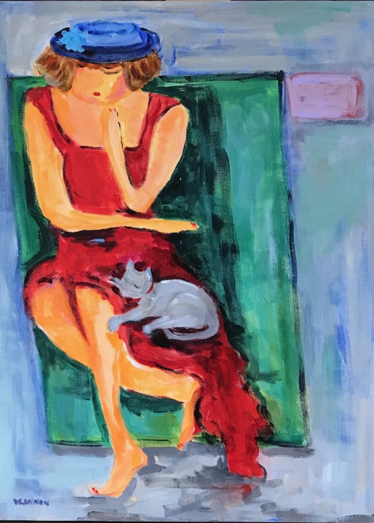  Isabell and Miss Kitty <br /> 18" x 24"  <br /> Oil on Canvas, Gallery Wrapped <br /> $900 <br /> <a 