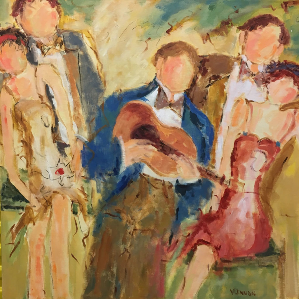 Sunday Serenade <br /> 42"x 42"  <br /> Mixed Media on Canvas, Gallery Wrapped <br /> $2,700 <br /> <a href="/contact-purchase/?paintid=Sunday Serenade">Purchase</a>