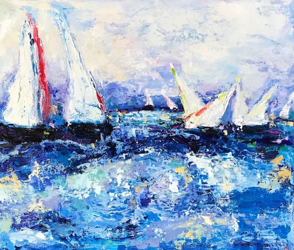  Racing in the Wind<br /> 18" x 24"  <br /> Oil on Canvas, Gallery Wrapped <br /> $1100 <br /> <a 