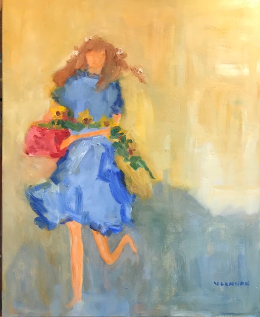 On Her Way Summer Day <br /> 36" x 12"  <br /> Oil on Canvas, Gallery Wrapped<br /> $1,100 <br /> <a href="/contact-purchase/?paintid=On Her Way Summer Day">Purchase</a>